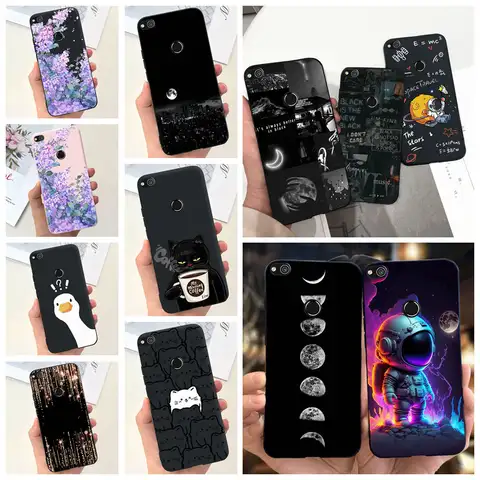 For Huawei P8 Lite 2017 2015 Case P9 Lite 2017 Huawei GR3 2017 Honor 8 Lite Cover Soft Silicone Matte Candy Funda Black Cat Duck