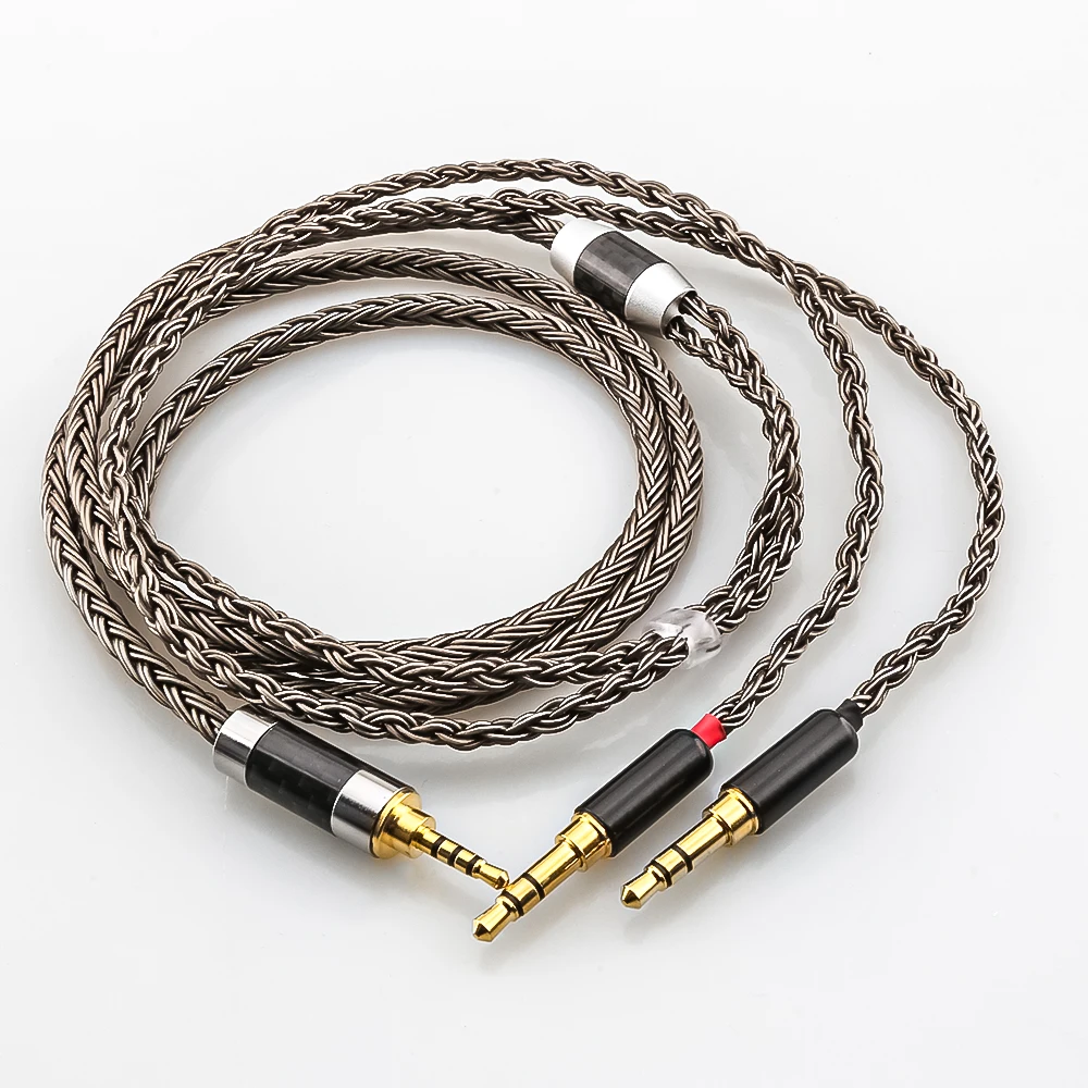 HiFi 16 rdzeni pleciony posrebrzany wymienny kabel Audio do Hifiman HE4XX, słuchawki HE-400i (wersja 2x3.5mm)