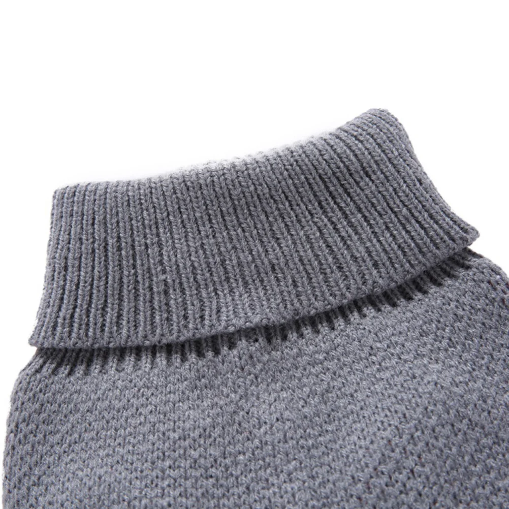 

Pet Knitted Sweater Dog Winter Clothes Size L Grey Turtleneck Design Warm Cozy Puppy Outfit Festive Style Perfect for Photos