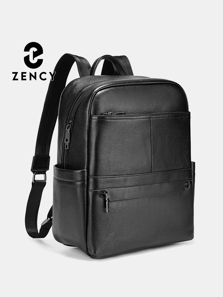 Zency Genuine Leather Backpack Bag Simple Casual Large Capacity Women's Knapsack Travel Outdoor Female Rucksack Unisex Mochilas