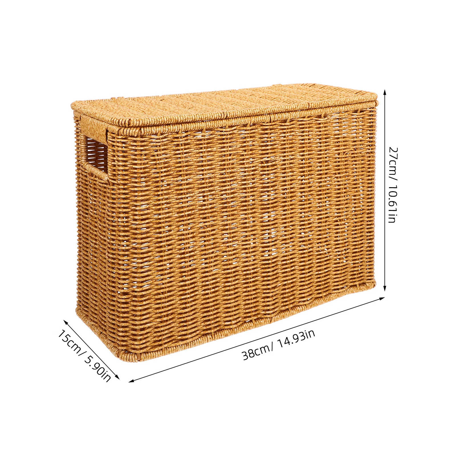 Multifunctional Woven Basket with Lid Storage Container for Kitchen Organizing Sundries Laundry Tabletop Decor