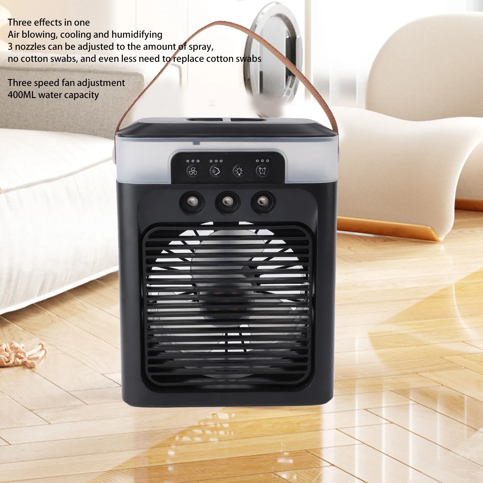 Ventilador de nebulización portátil USB 400 ml aceite esencial aromaterapia humidificador de aire fresco para oficina dormitorio viaje negro