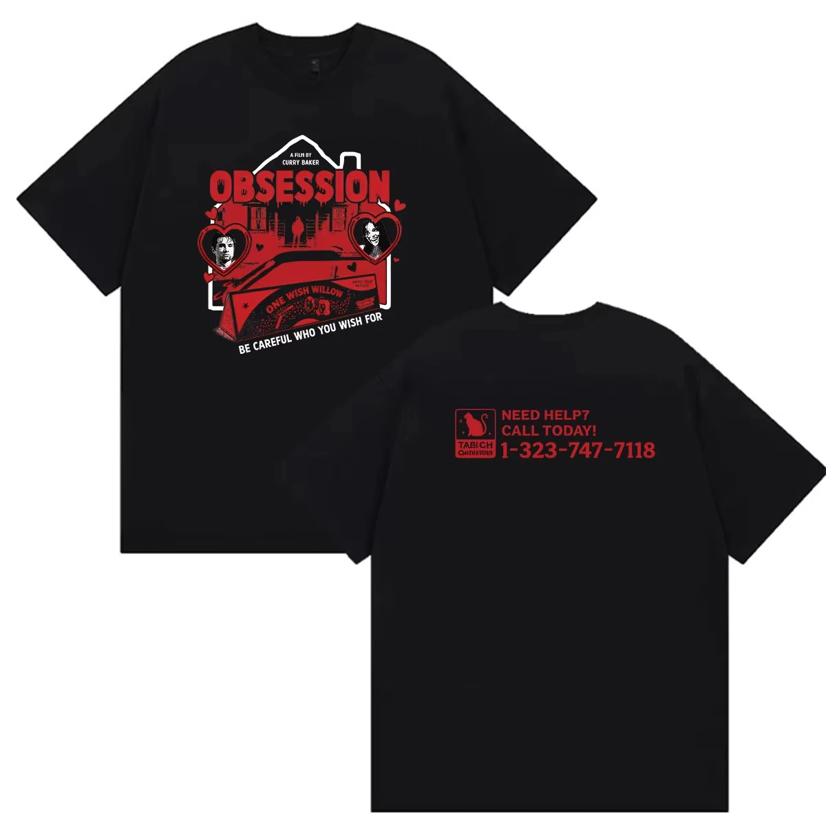 Horror Movie Obsession Be Careful What You Wish for Graphic Print T-shirt Men Women Loose Oversized Top Cotton Summer New Tee