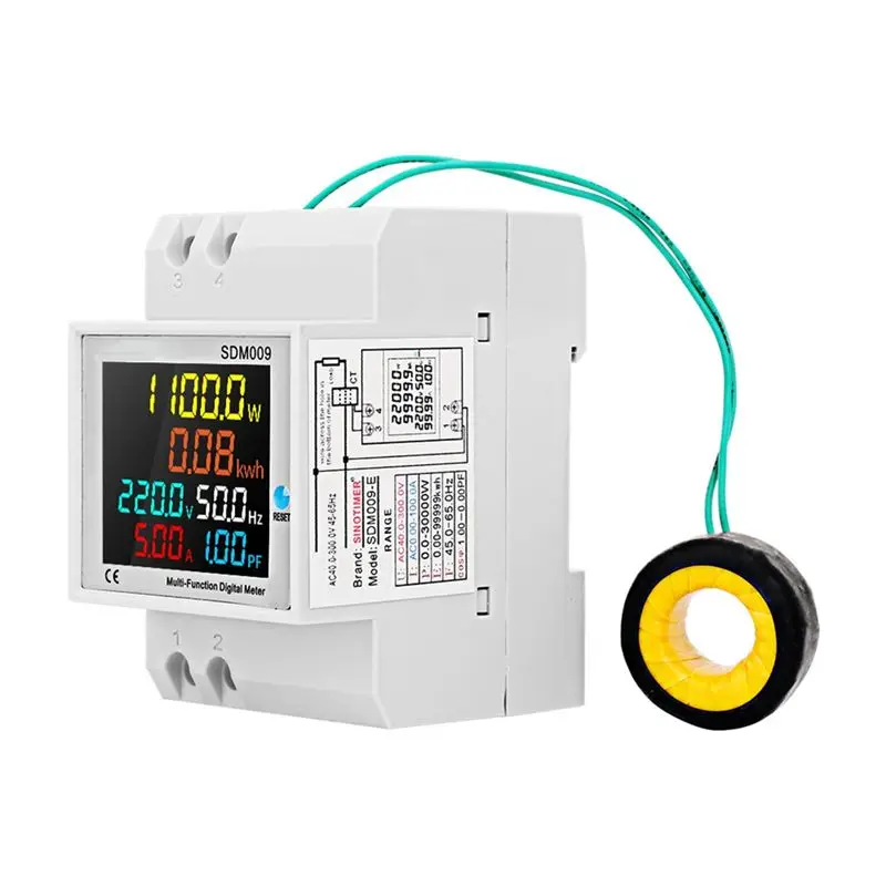 

MYdaY- SDM009 Rail Single-Phase Digital Display Voltage Current Frequency Power Factor Electric Multi-Function(B)