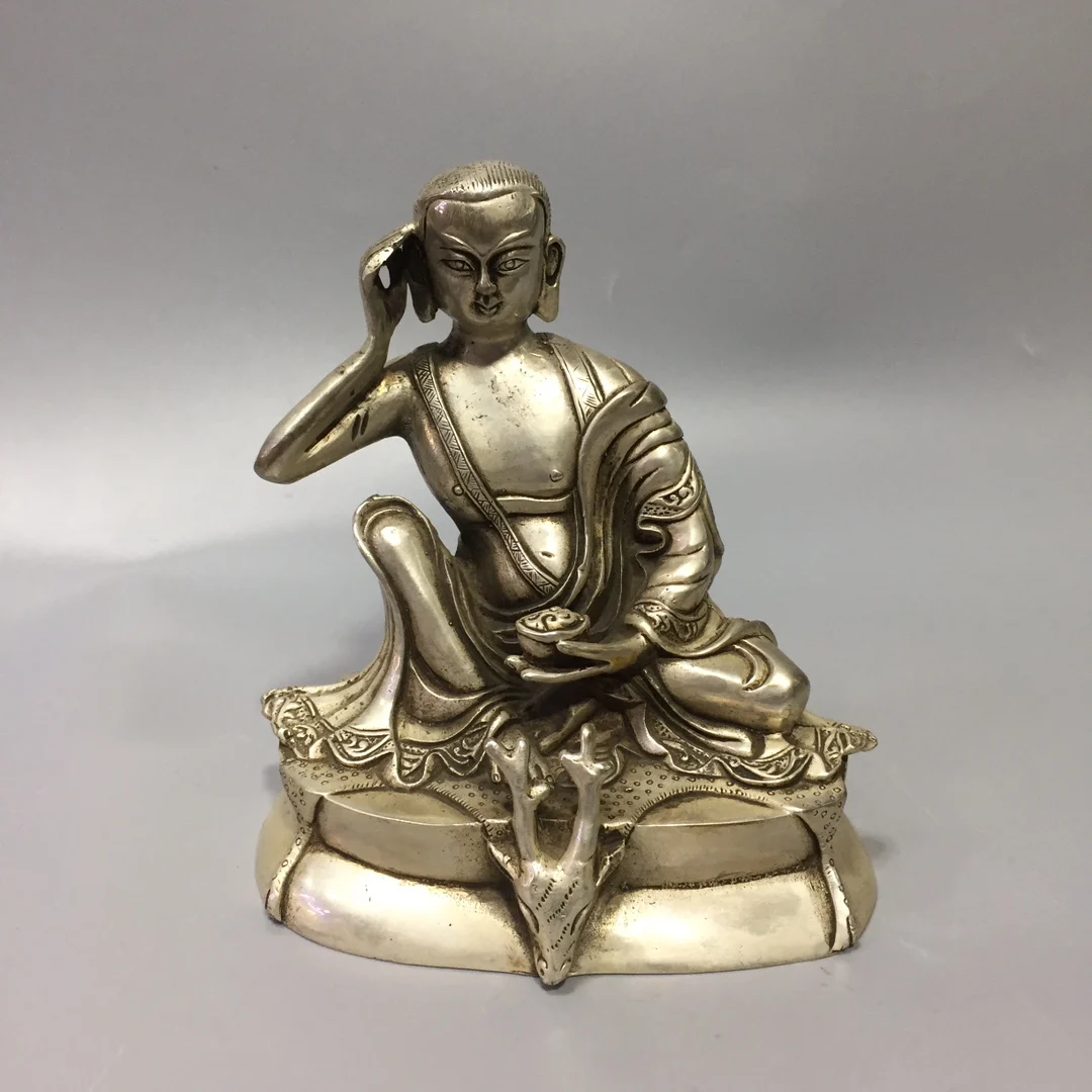 

China Fine Workmanship Tibetan Silver White Copper Sculpture‘Tibetan Buddha’Metal Crafts Home Decoration