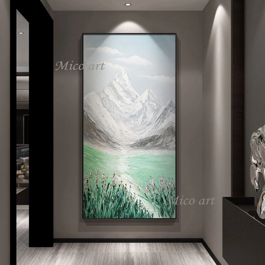 

Abstract Acrylic Art Canvas Painting,Mountain and Forest Landscape, Unframed Baby Wall Decor Picture, Large Size Scenery Artwork