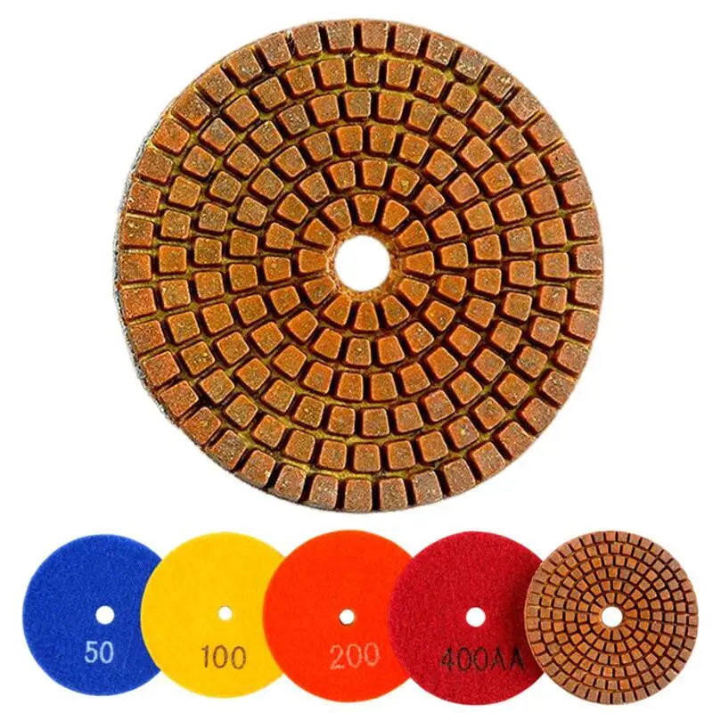 4PCS 3 Inch Diamond Metal Polishing Pads 80mm Wet Copper Bond Polish Pad for Granite Marble Concrete Floor Grinding Sanding Disc