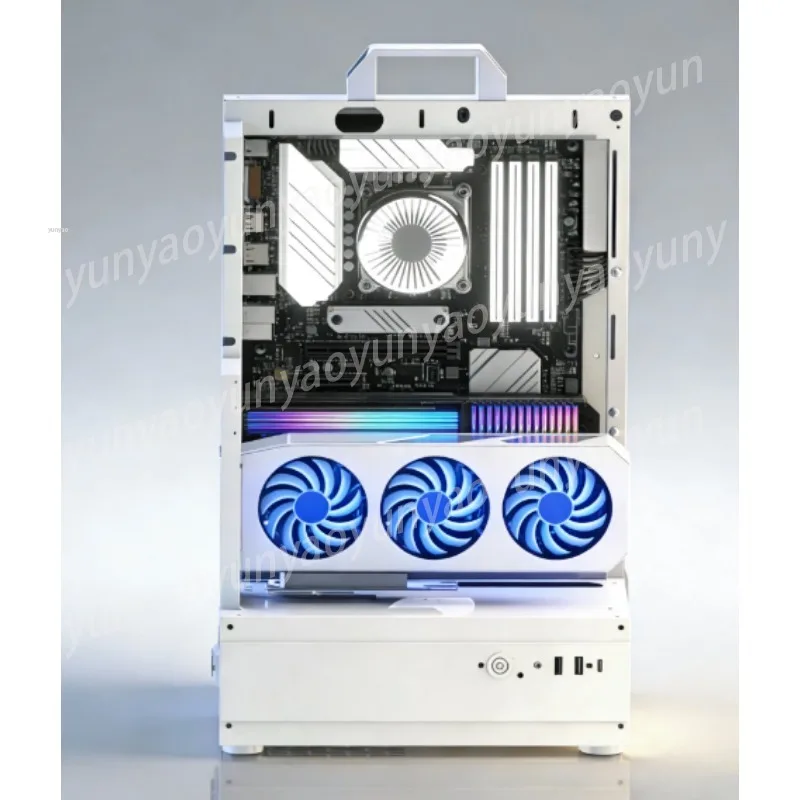 Open Frame Small PC Case for ATX/Micro ATX, 240/360 Cooling Support, Vertical GPU Mount Desktop Chassis