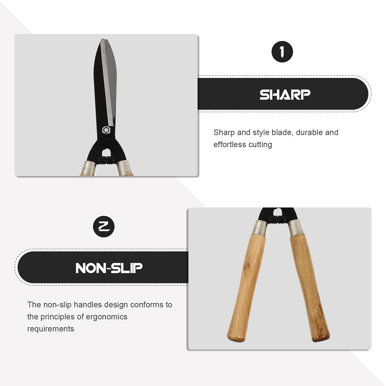 

1pc High Carbon Steel Pruning Shears Wood Handle Ergonomic Non Blade Garden Branch Hedge Trimming Rust Resistant