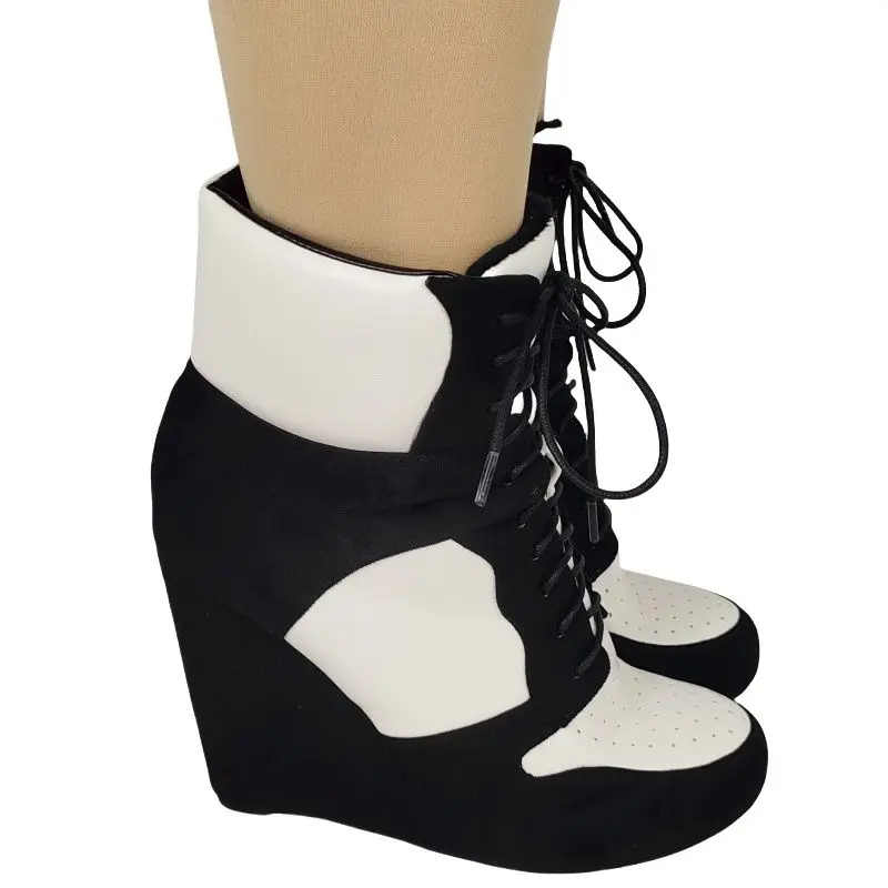 SHOFOO Botas de tacón alto para mujer a la moda. Botas cortas multicolor. Aproximadamente 12 cm de altura del tacón. Botas de plataforma con cuña. Tobillos