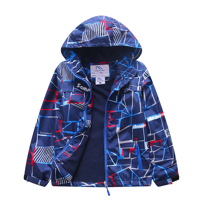 

Autumn Winter Boy's Warm Hiking Jackets Fashion Children Fleece Lined Windbreaker Hooded Coats Kids Climbing Waterproof Jackets