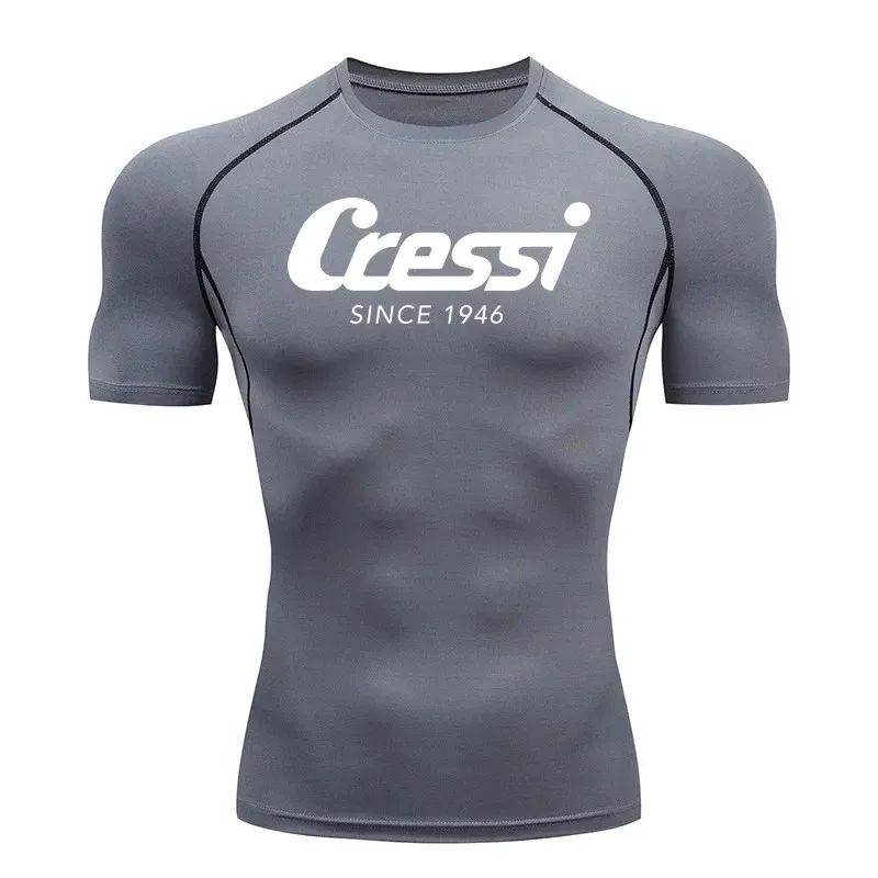 Breathable Quick-Dry High-Elasticity for Men Rash Protection T-Shirt Tight Short-Sleeved Sports Quick Drying Gym T-shirt Fitness