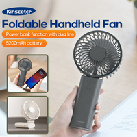 New Multifunctional Handheld Fan 5200mAh Rechargeable Cooling Electric Fan 4 Speed Foldable Desk Fan with Dual wire Power Bank
