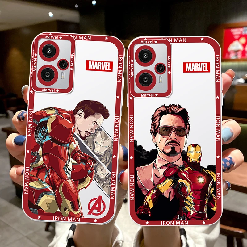 Cool Iron Man Avengers Marvel Phone Case For Poco M3 M4 X3 X4 NFC X5 F3 Redmi Note 9 10 11 Pro 12 Angel Eyes Transparent Cover