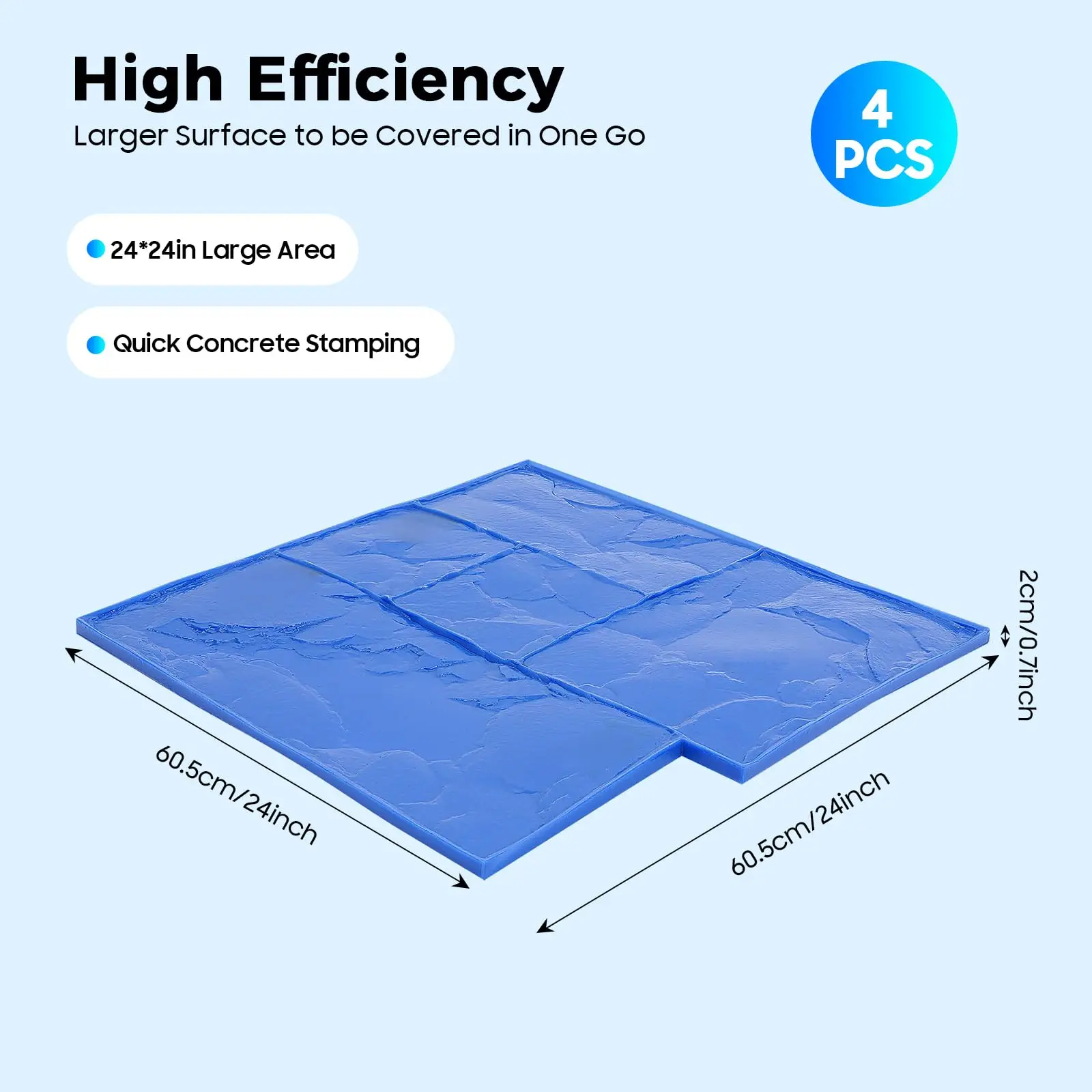4Pcs Concretes Texturing Skin, 24"X24" Realistic Concretes Texturing Mats, Concretes Stamp Mats Set, Concrete Stamp with Two Hands
