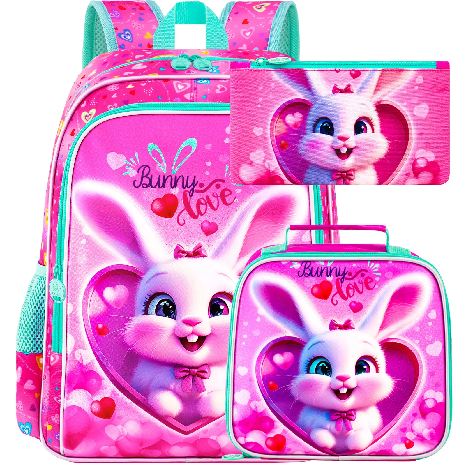 

16" Backpack for Girls Boys 4-8, 3Pcs Kids Bookbag Set with Lunch Box, School Bag for Preschool Kindergarten
