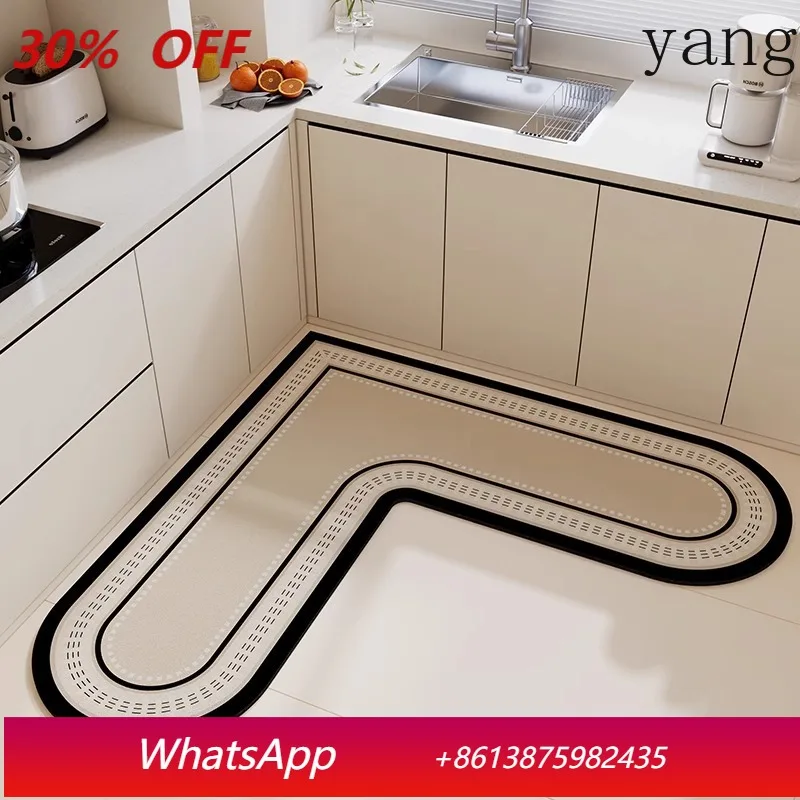 

LTT L-shaped kitchen floor mat non-slip and oil-proof wipeable waterproof carpet for disposable doorways