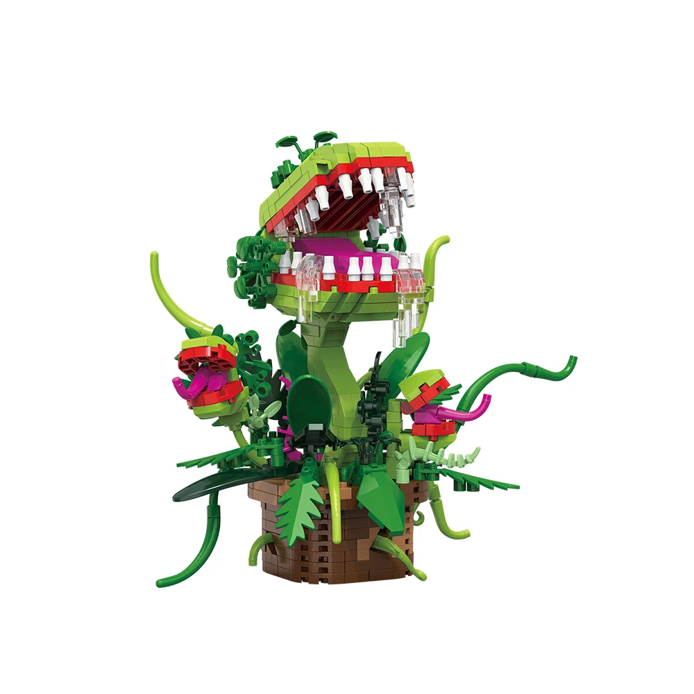 Carnivorous Potted Plant Micro Building Blocks Set Exotic Flower Model Desk Decor Party Favor Creative Gift for Boys Girls