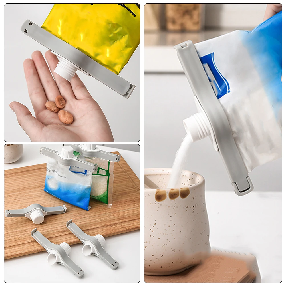 

3Pcs Food Clips Nozzle White Food Bag Seal Striping Color PP Material Kitchen Appliance for Snacks Fresh Storage