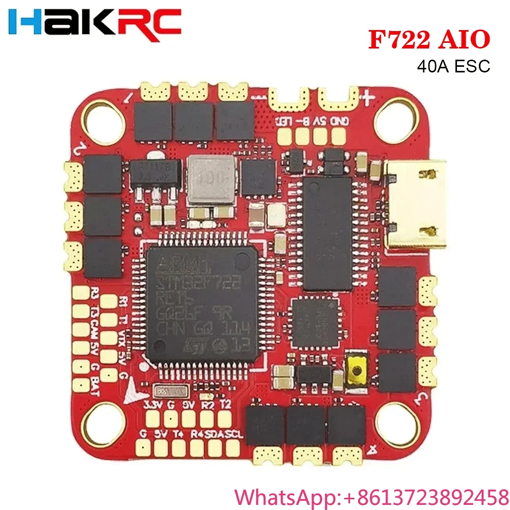 

HAKRC F722 AIO Flight Controller BLHELI_S 40A 4in1 ESC 2-6S ICM42688 Dual USB BlackBox Current Sensor for RC FPV Racing Drone