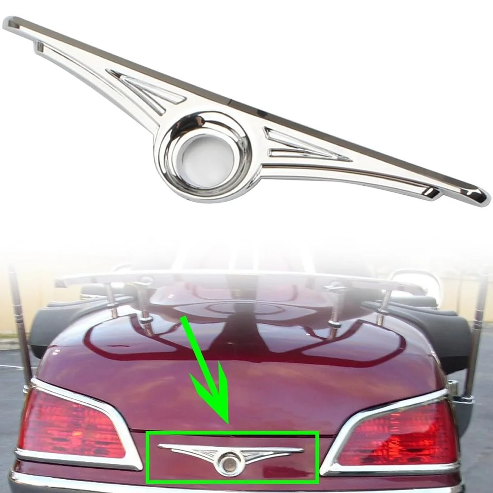 Motorcycle ABS Chrome Fairing Trunk Key Hole Trim Rear Tail Lock Cover For Honda Goldwing GL1800 2001-2017 (Except F6B)