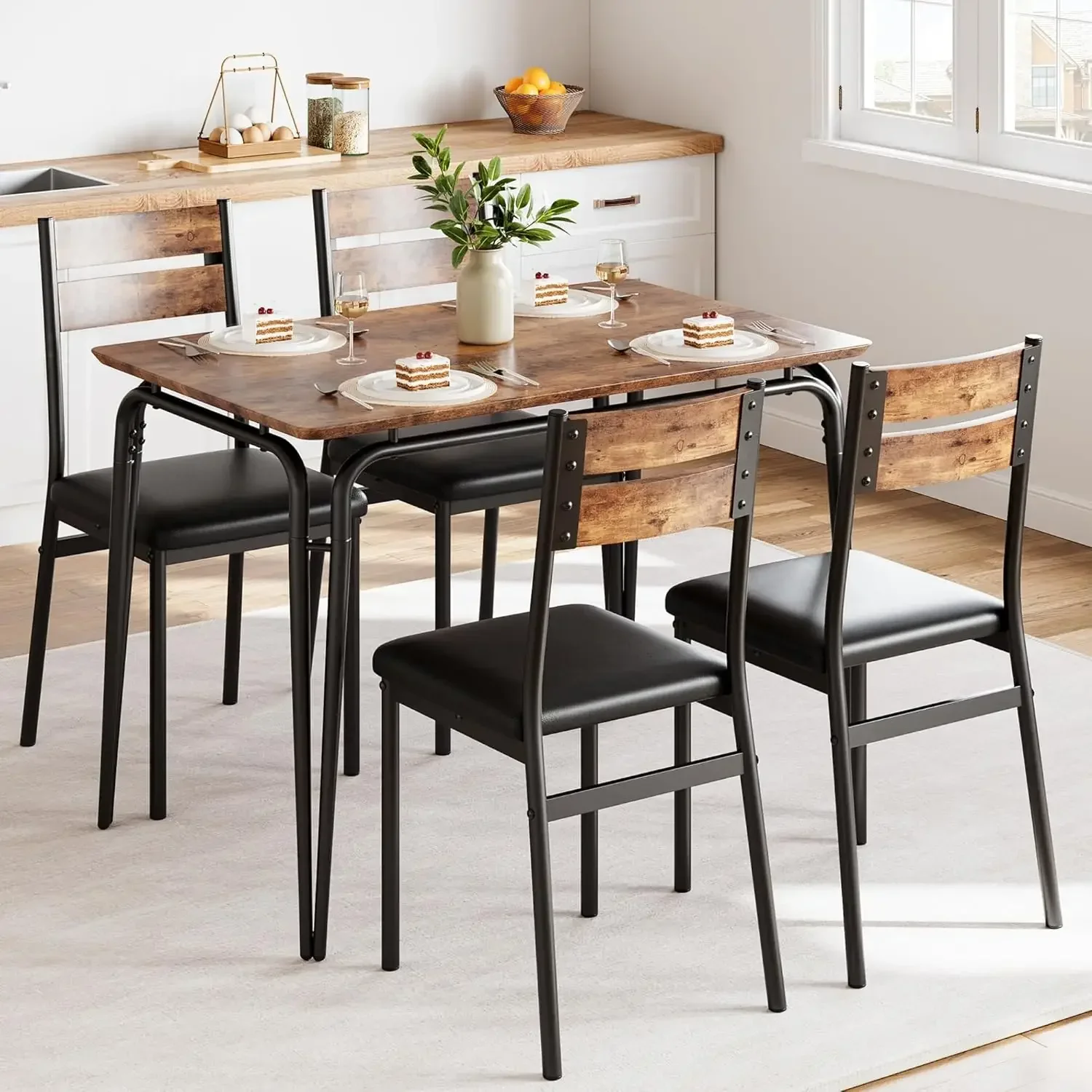 

Kitchen Table and Chairs for 4, 5 Piece Dining Table Set for 4,Modern Dining Room Table Set, Dinner Table Set for 4