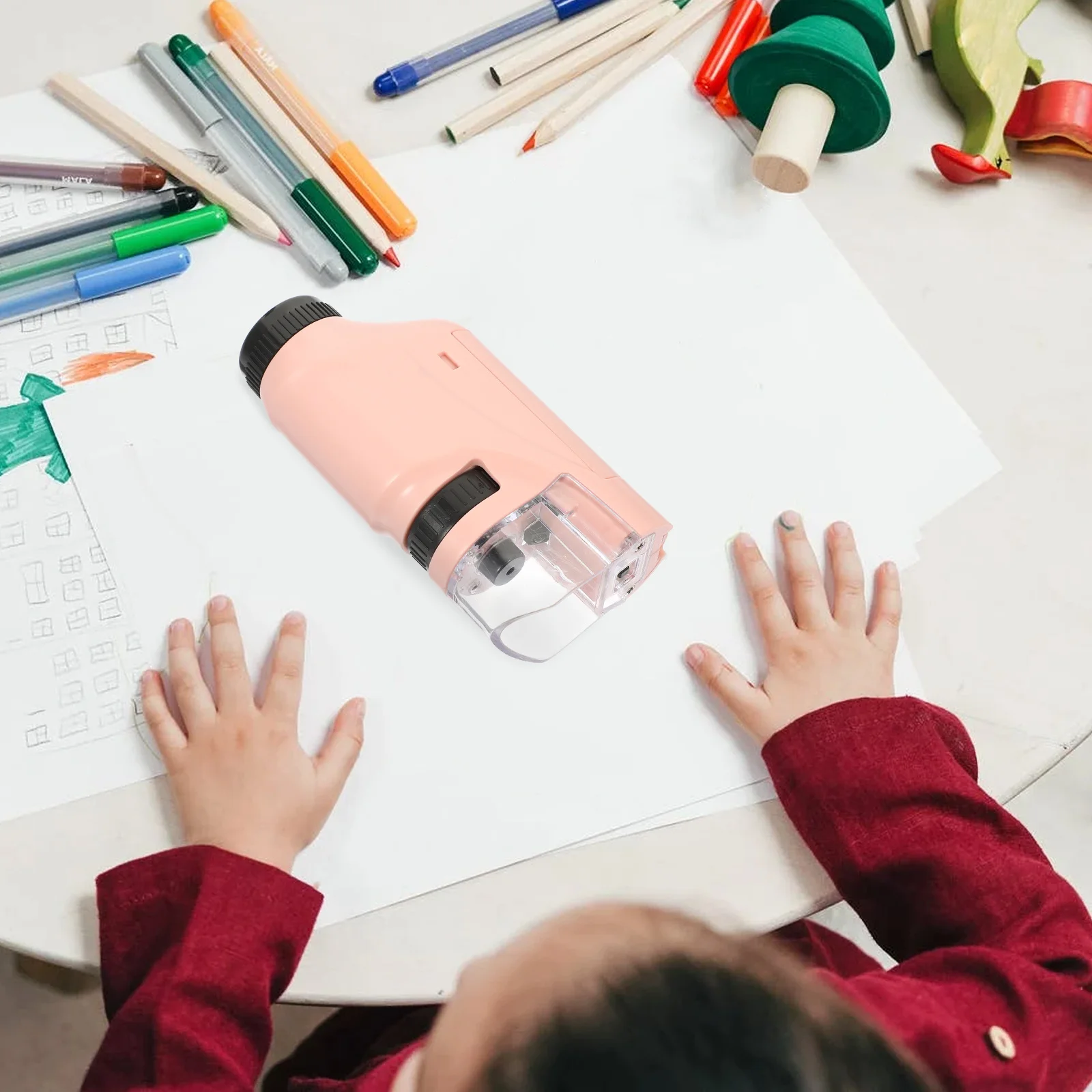 Microscópio infantil portátil abs observador biológico monocular ciência experimento educacional acessório material escolar estudante