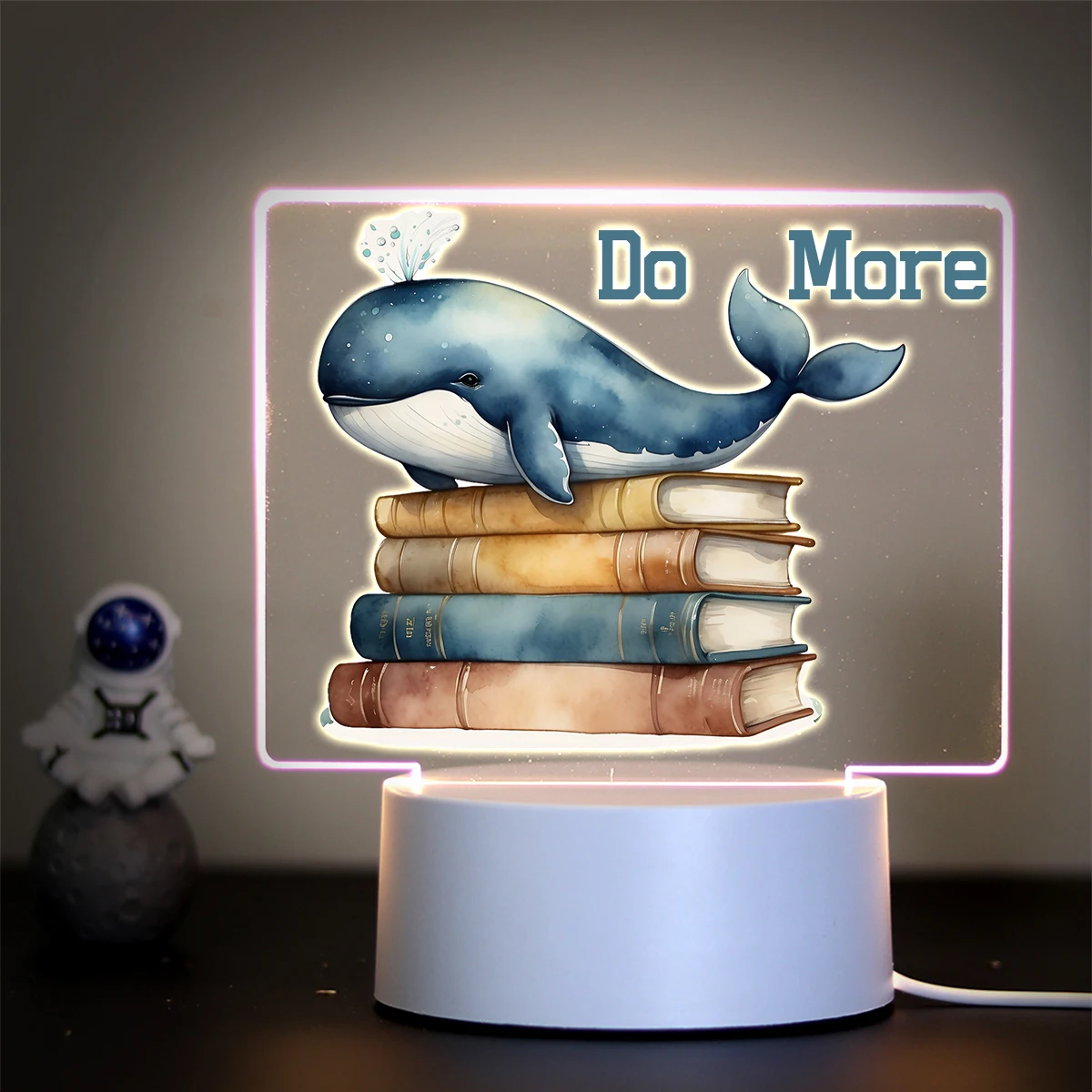 Hot Kawaii Cute Water Animal Whale Peguin Frog On Books LED Night Light Table Lamp As Kids Study Birthday Gift  For Home Decor