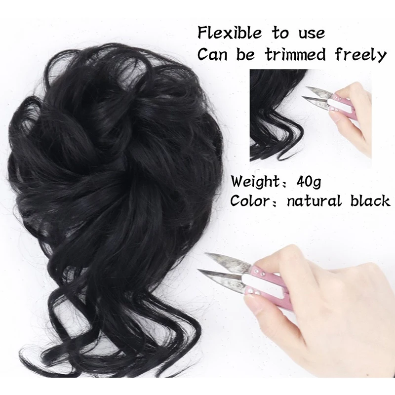 Synthetic Curly Women Donut Chignon With Elastic Band Scrunchies Messy Hair Bun Updo Hairpieces Extensions for