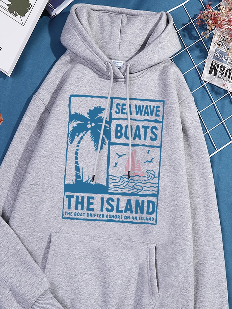 The Island Printing Tracksuit Female Basics Creativty Sweatshirt Leisure Simple Pocket Sportwear Fashion Oversized Causual Tops