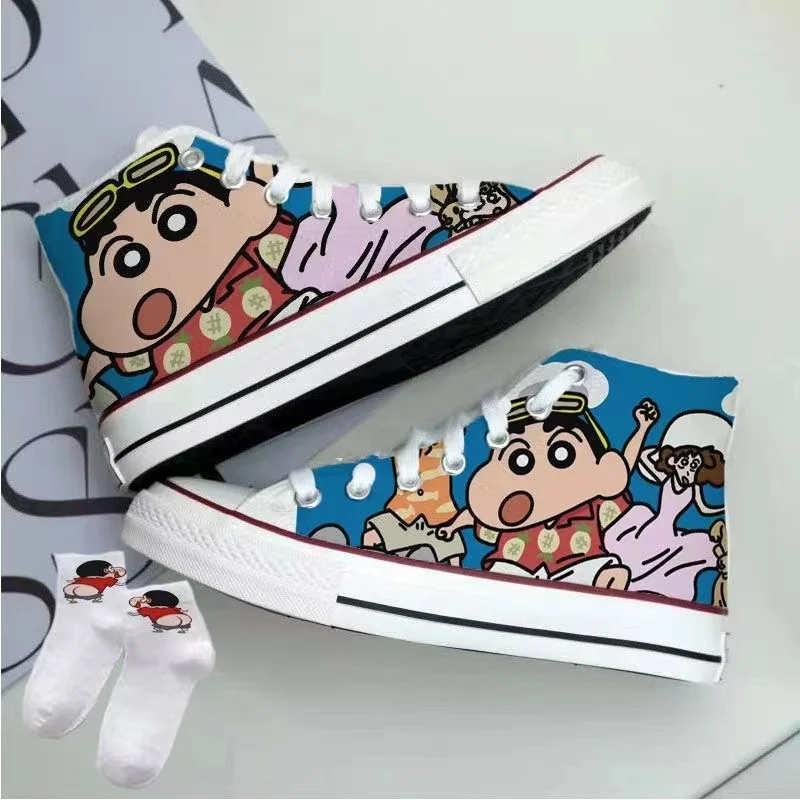 really pictures Crayon Shin-chan plus big size Versatile And Trendy Design Casual Shoes 2024 New women Canvas man board shoes