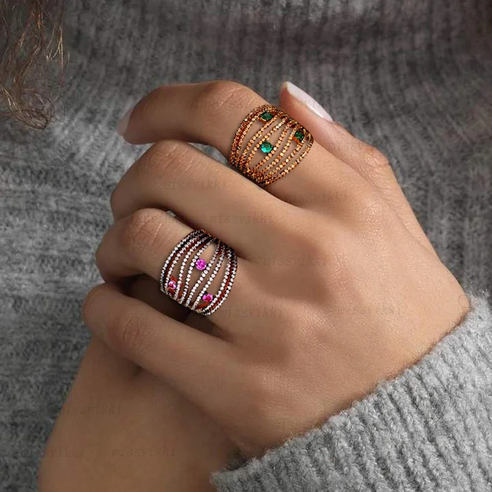 

Soramoore 2023 Trendy Stacks Rings Charm Statement For Women Cubic Zircon Finger Rings Beads Charm Ring Bohemian Beach Jewelry