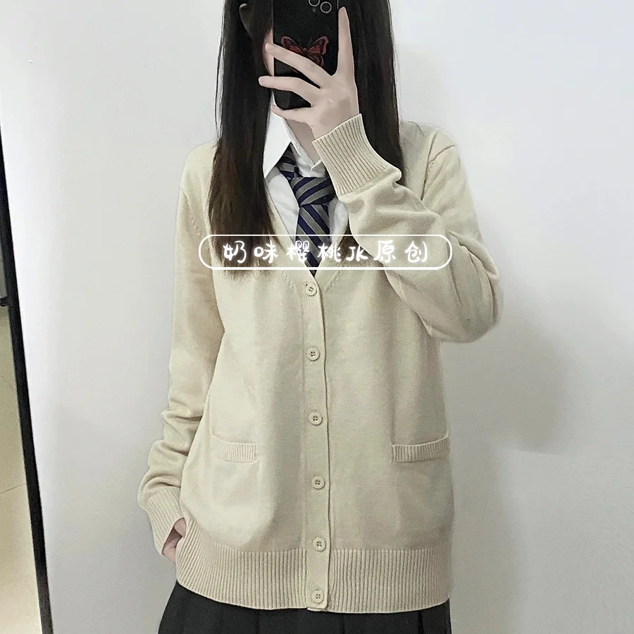 Japan Schools Original Jk Uniform Suit Outer Sweater Japanese College Style Knitted Cardigan Jacket 2024 New