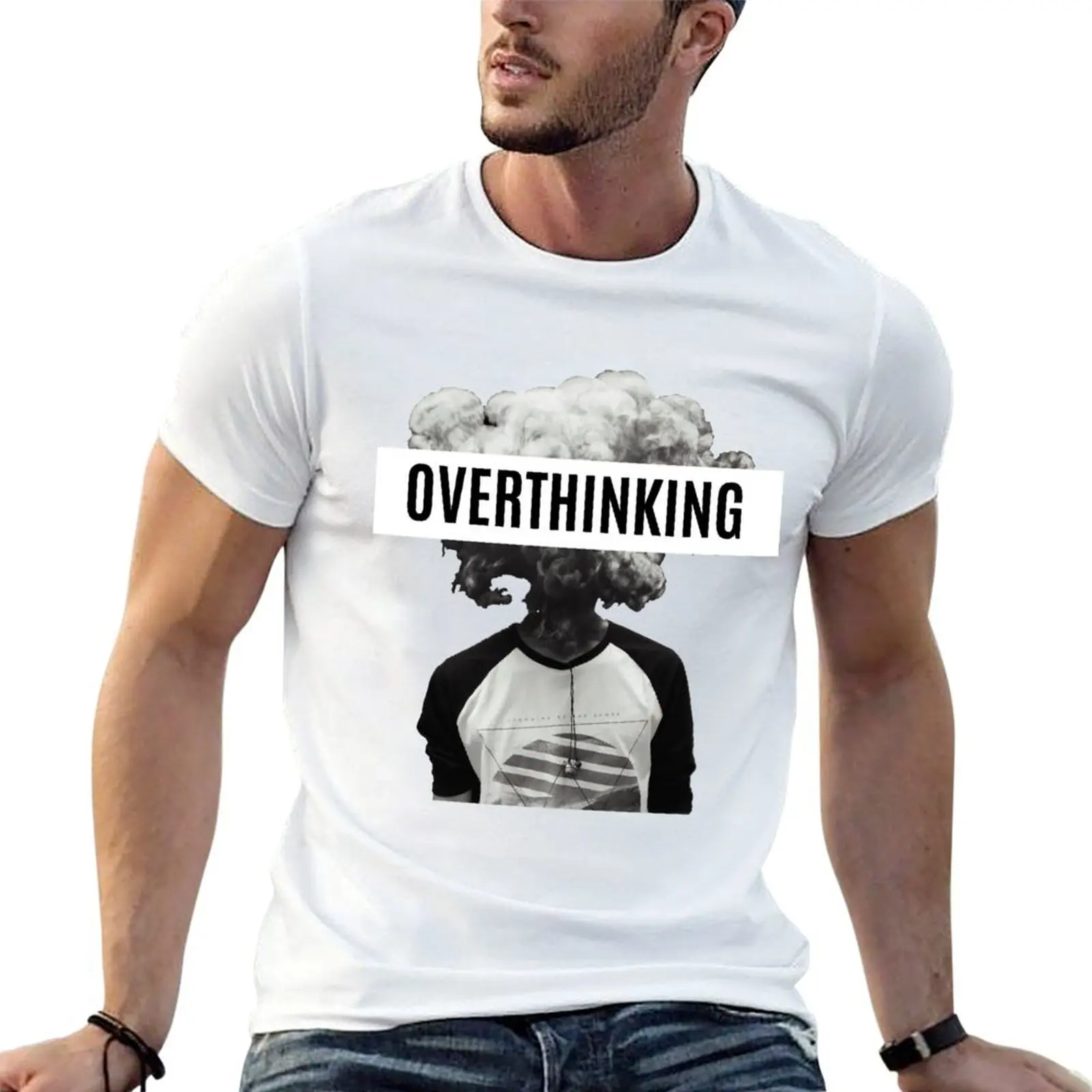Overthinking head T-Shirt boys animal print oversized graphic tee T-shirt men