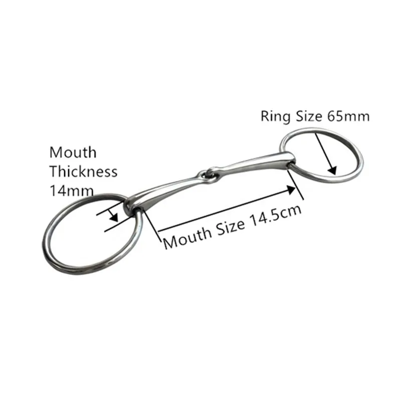 Stainless Steel Ring Snaffle Bit Horse Product Never Rust 14.5cm 12.5cm