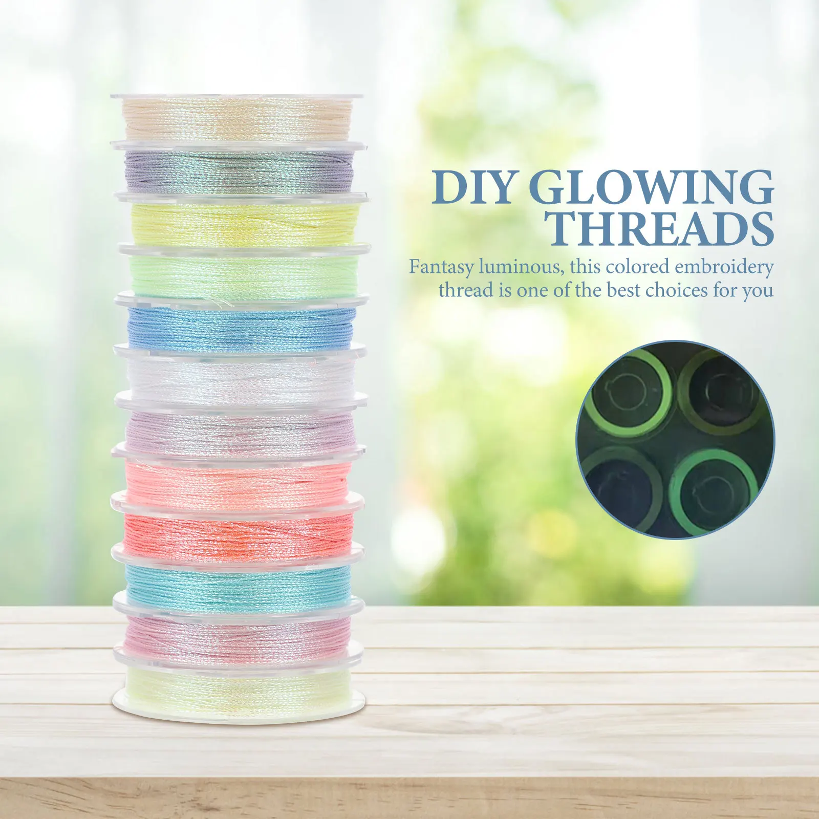 

12 Rolls Colored Glow Embroidery Threads Wear-Resistant Sewing Thread Kit for Cross Stitch DIY Embroidery Crafts Sewing Supplies