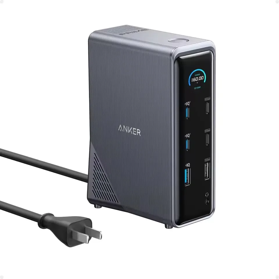 New Anker Prime 14 in 1 Docking Station 160W Max Output 10Gbps Fast Data Transfer Real-Time Smart Interface Dual 4K Display
