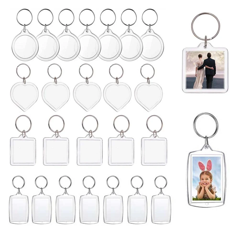 10 sets Keychain Acrylic Key Chain Key Ring Blank Keyrings Insert Photo Passport Keychain Gift for Women Men Kids