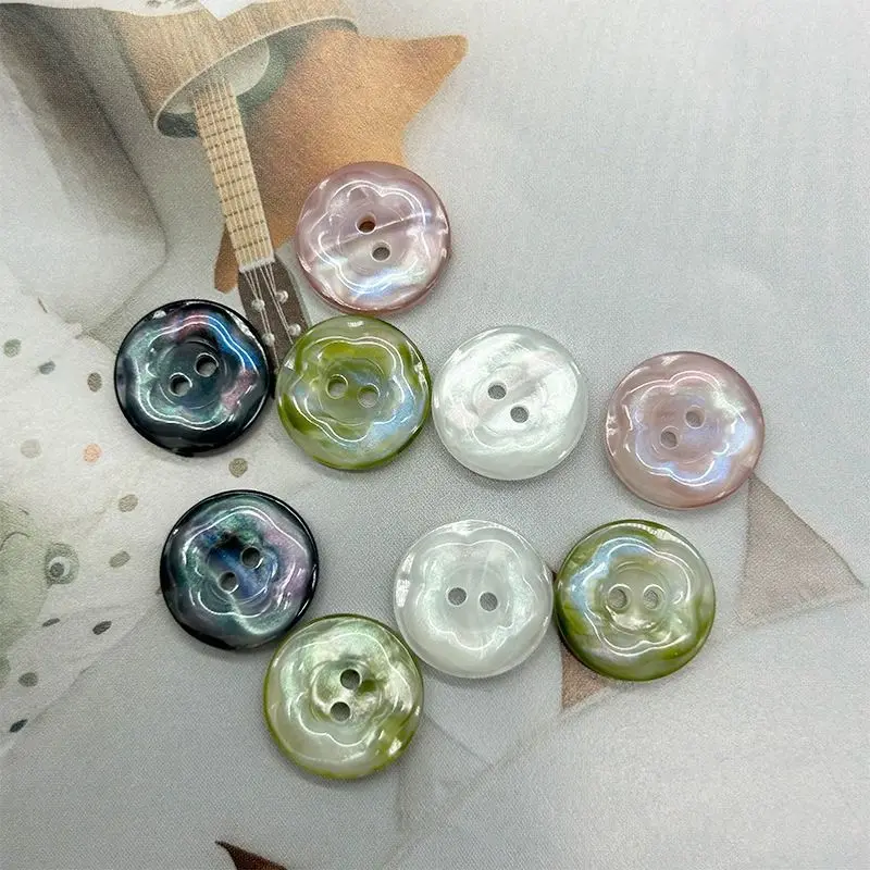 Fluorescent Flower Manhattan Resin Two-Eye Button Shirt Cardigan Pajama Sweater DIY Accessories Clothing Buttons