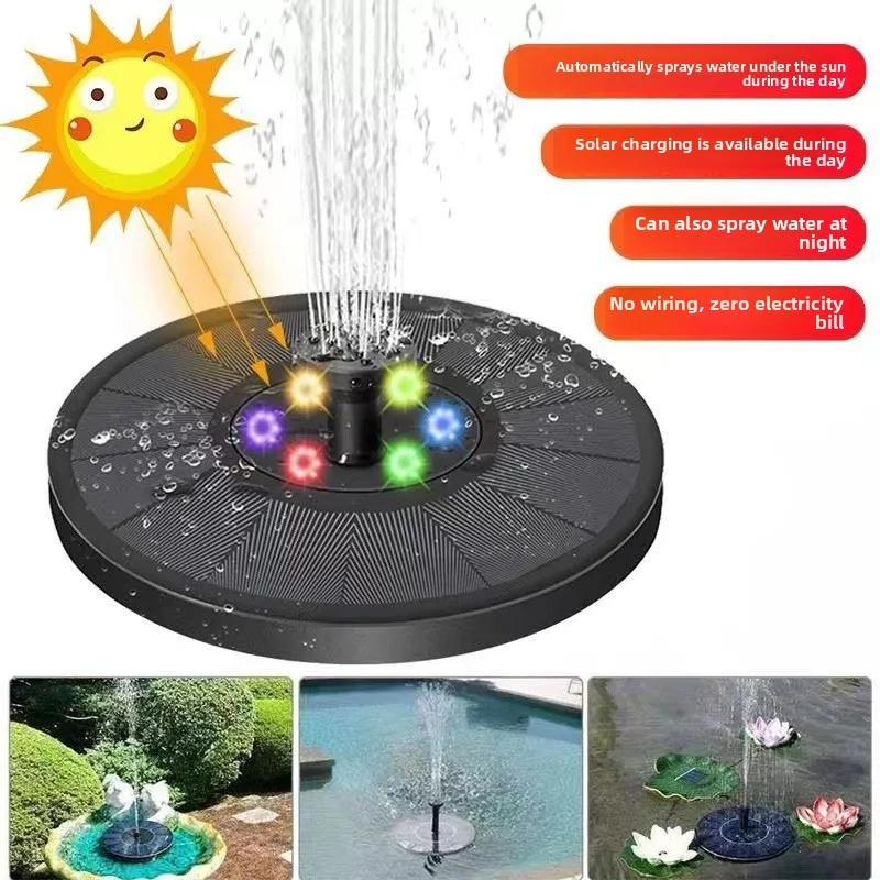 Solar Energy Storage Floating Fountain LED Light 3W Built-in Battery Outdoor Pond Water Landscape Spray Lamp