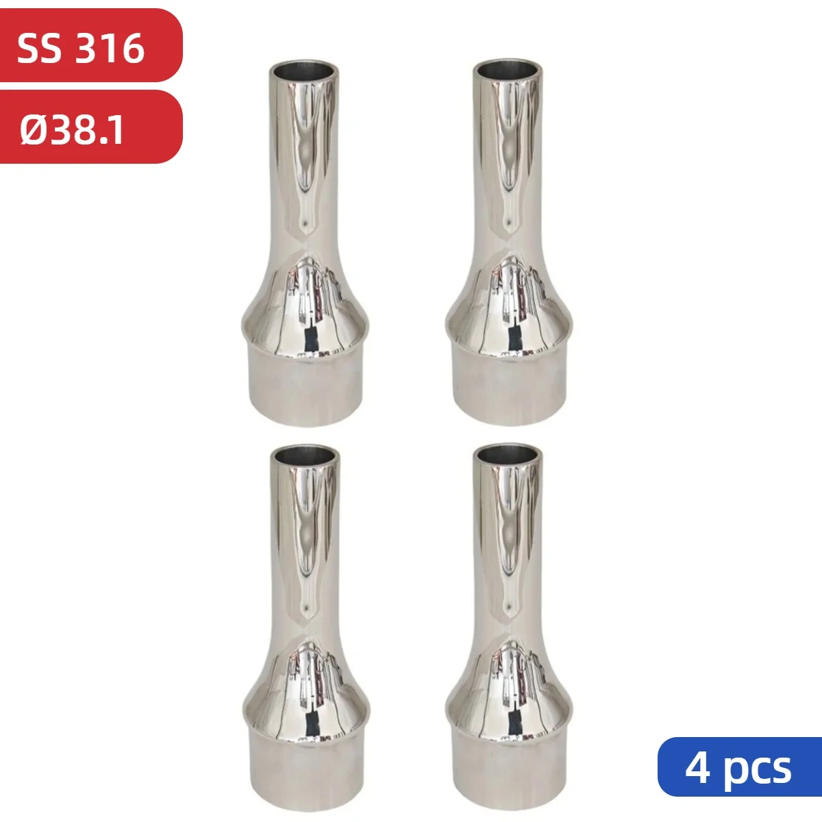 

4 PCS 38.1mm Railing Support 316 Stainless Steel for Welding in Mirror Polished Handrail Reducer Staircase