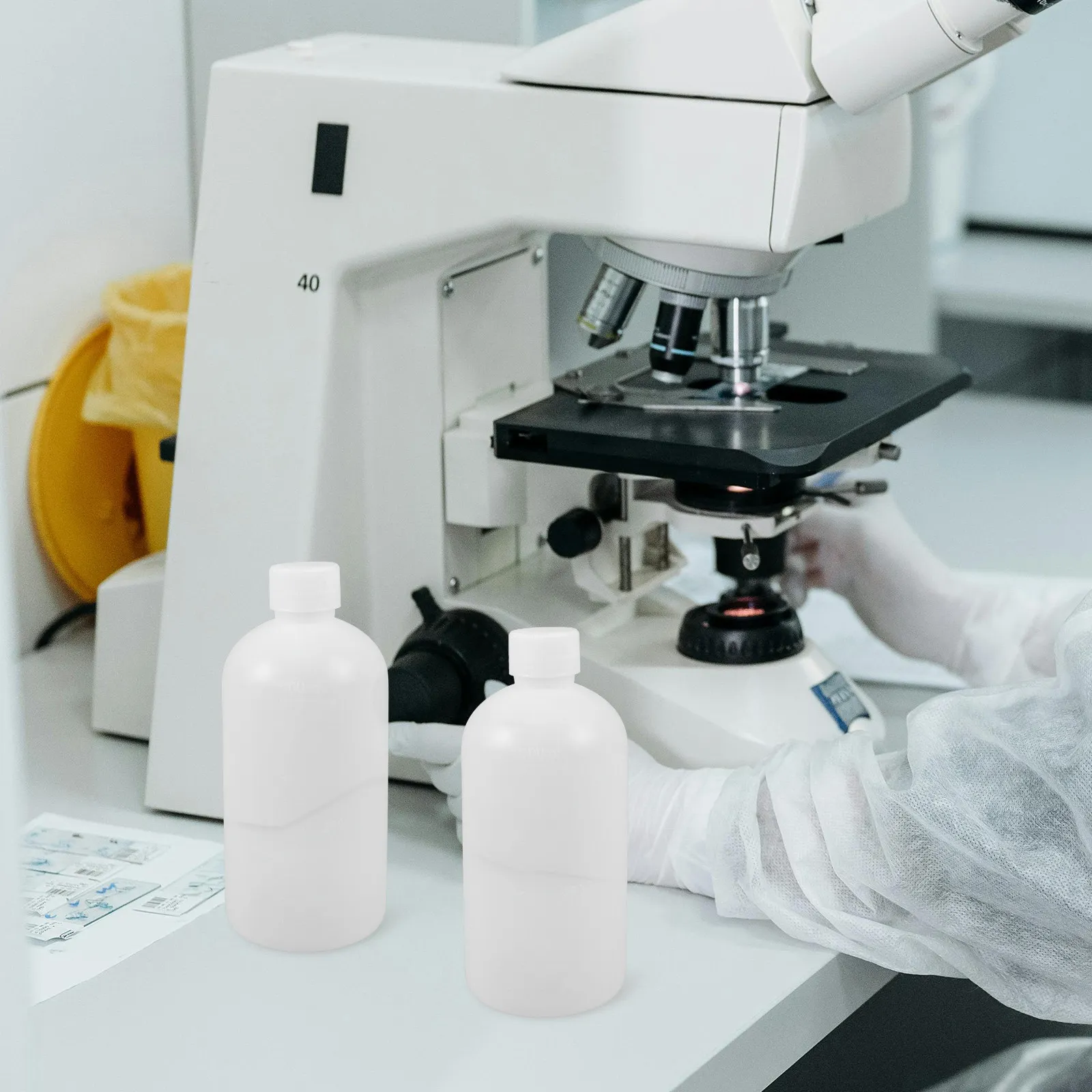 2Pcs Reagent Bottle Plastic Graduated Narrow Mouth 500Ml Liquid Container Leakproof for Laboratory School Hospital
