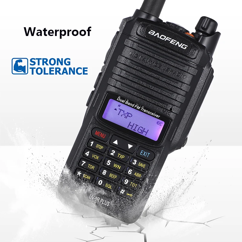 Baofeng-walkie talkie uv 9r plus, 100km de longo alcance, walkie talkie, transceptor de rádio wagawa, scanner policial, px truck