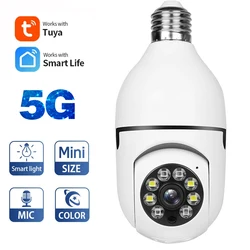 Tuya-Câmera IP Mini PTZ Interior, Wi-Fi, Detecção Humana, Visão Noturna Colorida, Rastreamento AI, Segurança, Lâmpada Dual Band E27, 5MP, 5MP