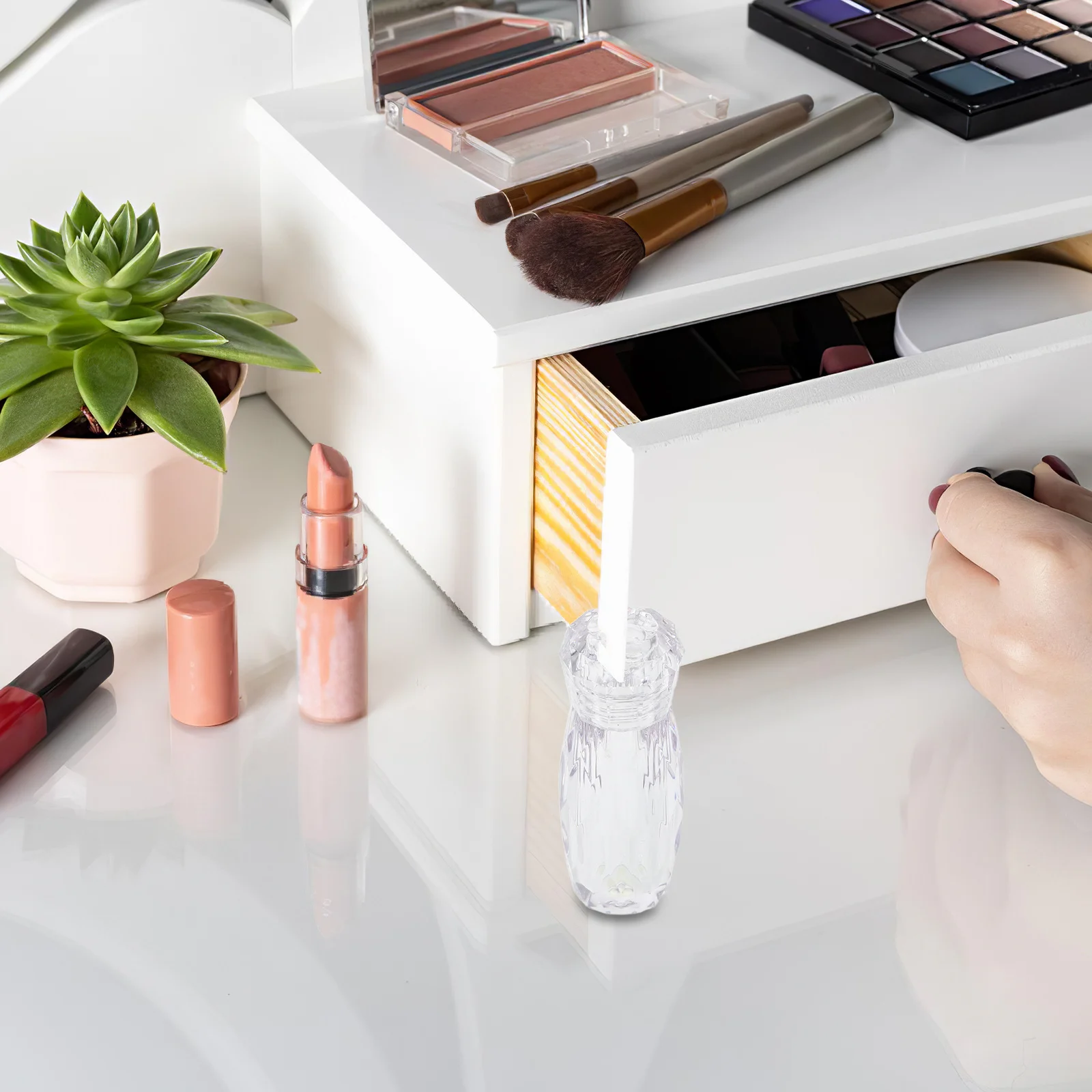 5 個 3 ミリリットルグリッター容器透明プラスチック瓶旅行用メイクアップ Diy 工芸品詰め替えパウダーディスペンサーボトルルースメイクアップ