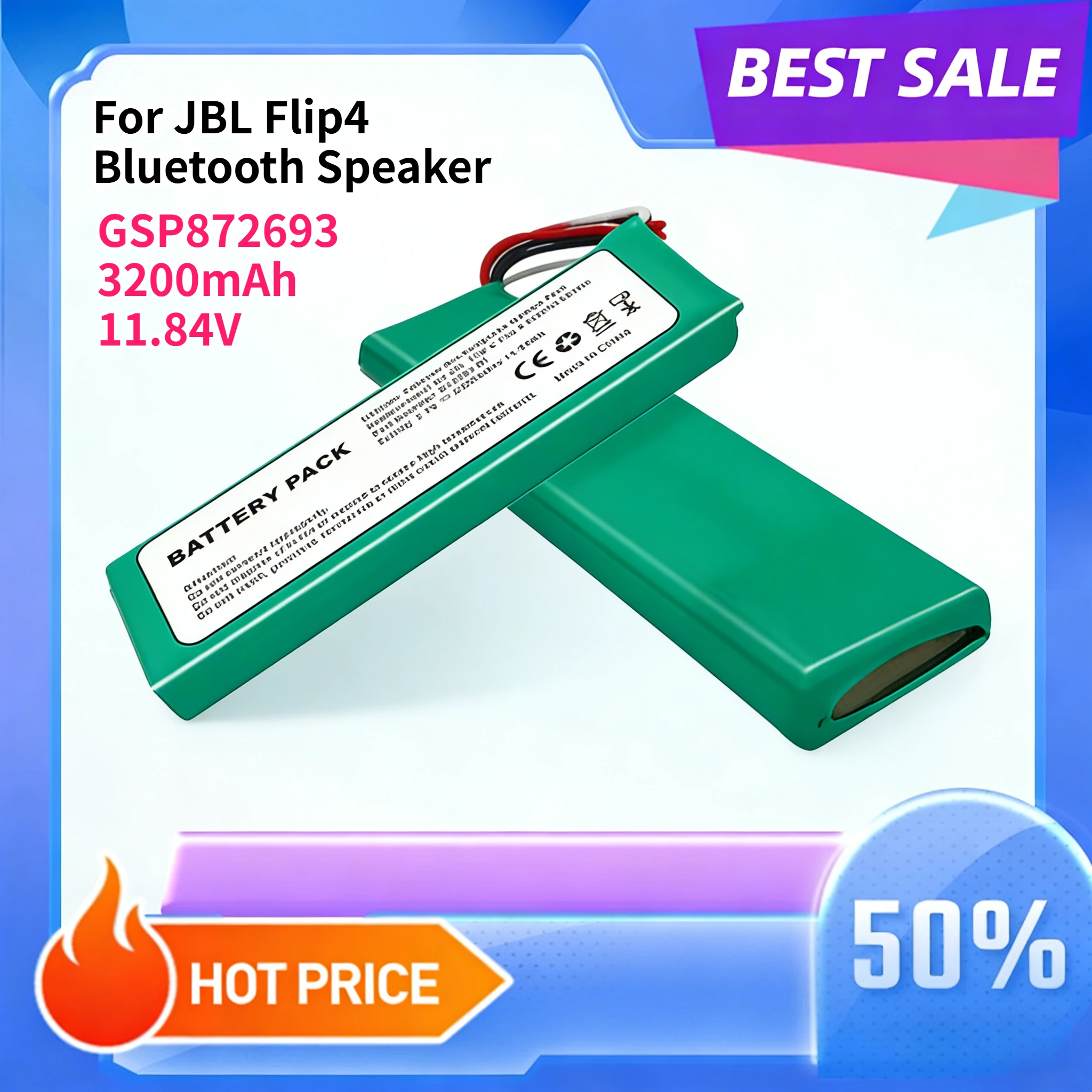 High quality 3200mAh For JBL Flip4 Kaleidoscope Bluetooth Speaker 4th Gen Battery GSP872693 01 Circuit Board JBL Flip4