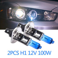 2 Pcs H1 12V 100W Car Headlights Halogen Bulb White 4300k HOD Bulb Daytime Fog Lights Running Light Super Bright Accessories