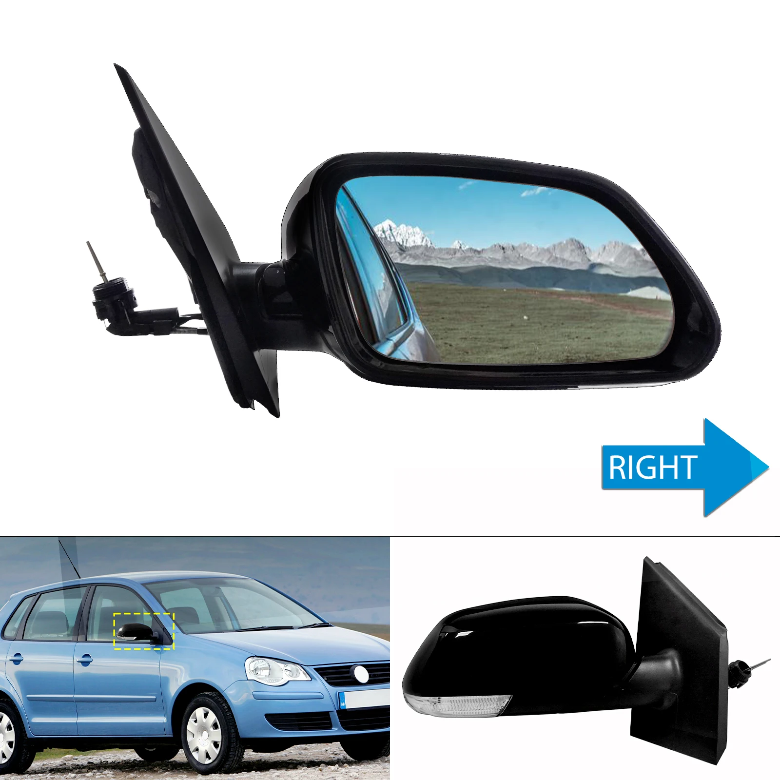 

Правый боковой грунтованный дверной зеркало, ручной трос для VW Polo Mk4 9N3 2005-09 гг.