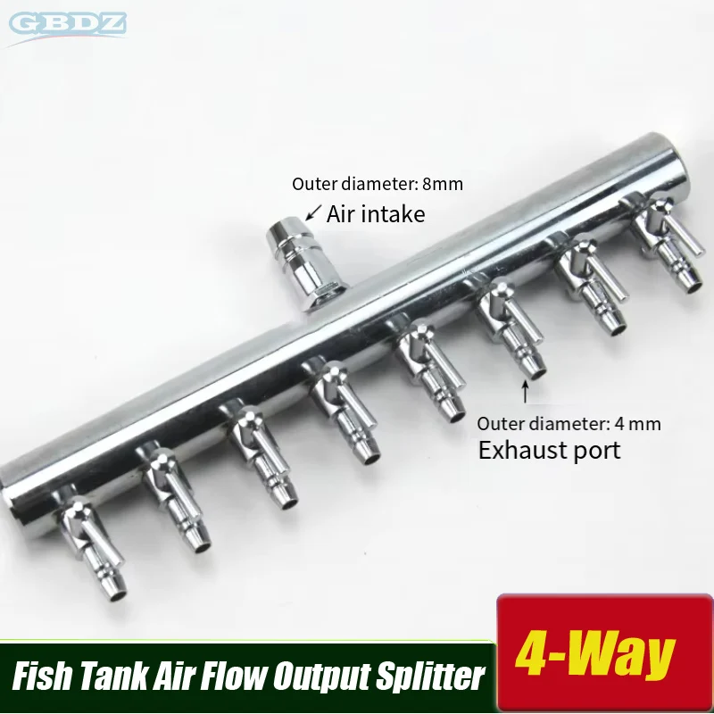 

New Stainless Steel Fish Tank Air Flow Output Splitter 8mm Turn To 4mm Aquarium Air Pump Tude Control Valve 1/2/3/4/8/ Way
