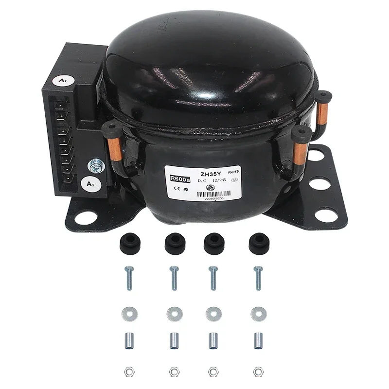12V 24V DC Car Refrigeration Air Compressor Fridge Freezer Marine Solar QDZY35D R600A